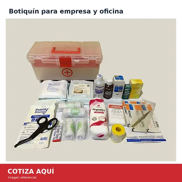 Contenido referencial del botiquín empresarial para oficina