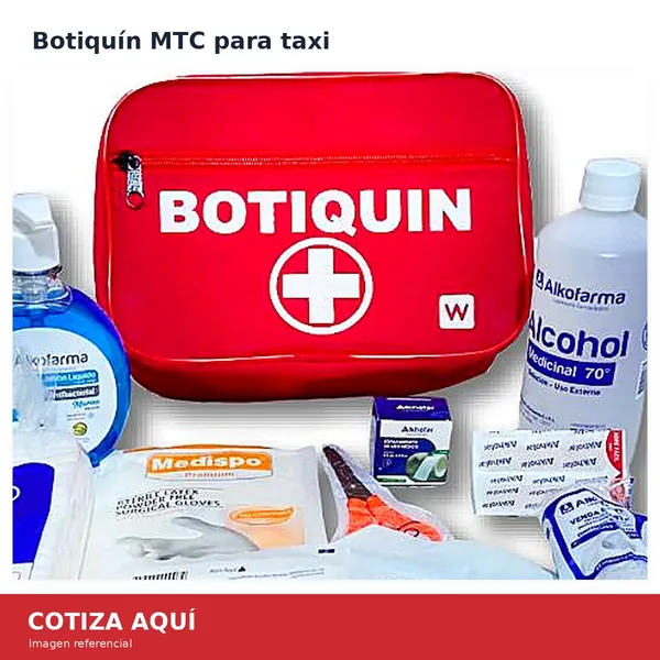 Contenido referencial del botiquín vehicular MTC para taxi